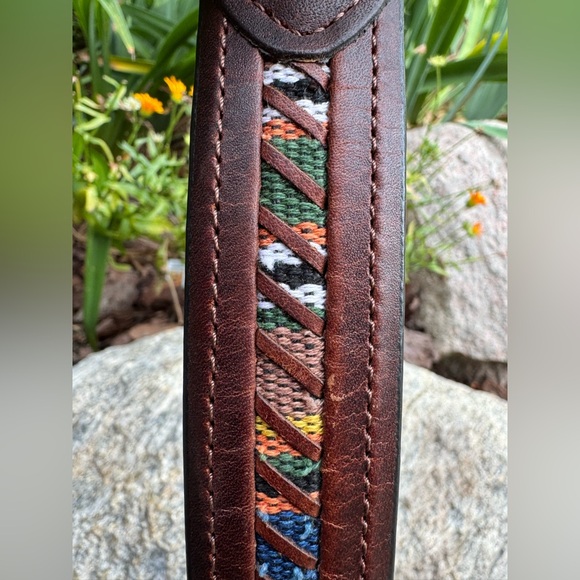 Columbia Other - Columbia Brown Leather Belt with Multicolor Accents